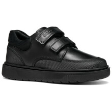 (, ) Geox J Riddock Leather Boy's Black Shoes