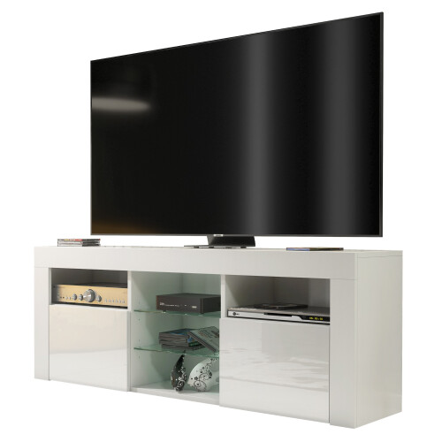 TV Unit Pulse 145cm - White with Gloss Doors 1