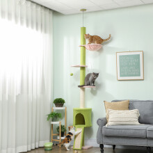 PawHut Floor to Ceiling Cat Tree Adjustable Height 220-240 cm Cat Tower