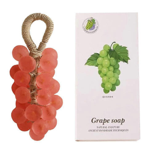(red/1pcs) Transparent Crystal Grape String Handmade Soap Home Aromatherapy Soap Long Lasting Fragrance Simulation Grape Soap Gift Box Set