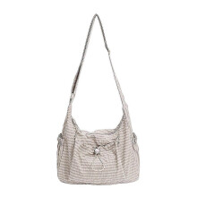 (White/One size) Large Capacity Shoulder Bag 2025 Autumn New Solid Color Nylon Crossbody Bag Casual Solid Color Canvas Bag