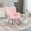 Soft Fleecey Rocking Wingback Chair - Pink 3
