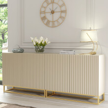 Sideboard Ripple Duo 200cm - Cashmere Warm Beige Taupe Finish with Gold