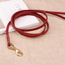 (Red, 180cm) Comfort Full-Grain Leather Dog Leash Soft Genuine Leather Dog Leash