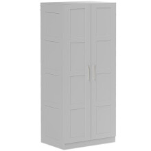 Double Paneled Door Wardrobe, with Shelves - Grey