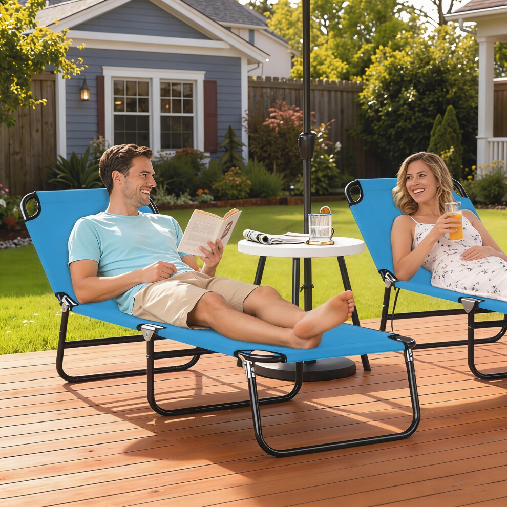 Outsunny Unisex Blue Piece Reclining Chaise Lounge With Adjustable Backrest, Sky Size 2 - Image 3