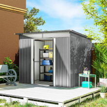Outsunny Garden Shed Outdoor Storage Tool Organiser w/ Double Sliding Door
