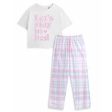 (X-Large) Show Me The Merch Short Sleeve Long Leg Pyjama Set (Womens White)