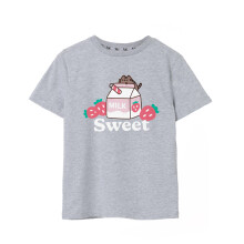 (7-8 Years) Pusheen Short Sleeved T-Shirt (Girls Grey)