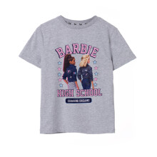 (9-10 Years) Barbie Short Sleeved T-Shirt (Girls Grey)