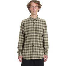 (L, Light Khaki) Volcom Mens Caden Plaid Long Sleeve Shirt