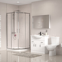White 850mm Vanity 800mm Quadrant Shower Enclosure Toilet Tray Set