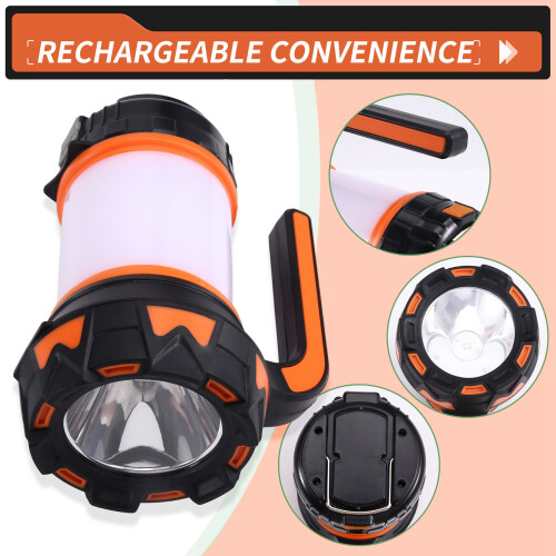 LED Lantern Camping Flashlight Rechargeable Waterproof Searchlight Outdoor Emergency Multi-Function Searchlight,C
