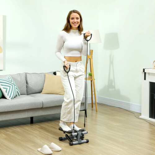 SPORTNOW Mini Stepper, Compact Step Machine Exerciser with Resistance Bands