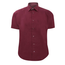 (18.5, Port) Russell Collection Mens Short Sleeve Easy Care Fitted Shirt