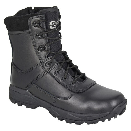(9 UK, Black) Grafters Mens Tiger Leather Combat Boots