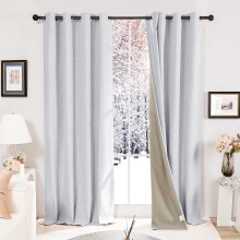 Deconovo Faux Linen Total Blackout Curtains Energy Saving Eyelet Thermal Curtains for Bedroom Grey W52 x L84 Inch One Pair