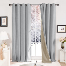 Deconovo Full Blackout Curtains Faux Linen Thermal Insulated Eyelet Curtains for Bedroom Nursery Blue Grey W46 x L72 Inch One Pair