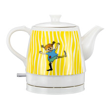 Draadloze keramische waterkoker, 0,8 liter, Happy Pippi-design