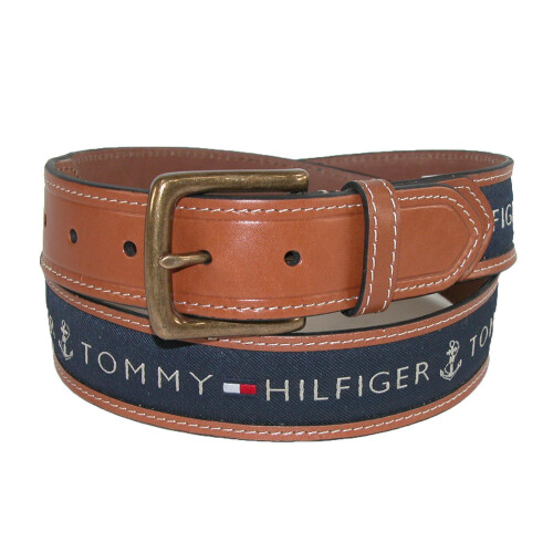 Tommy Hilfiger Tommy Hilfiger Men's Leather Casual Belt with Fabric Inlay