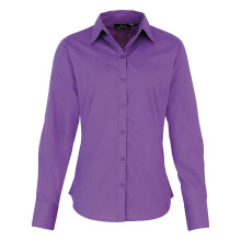 (8, Rich Violet) Premier Womens/Ladies Poplin Long-Sleeved Blouse