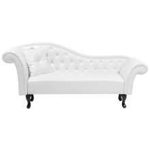 Left-Hand Chaise Longue LATTES Faux Leather White