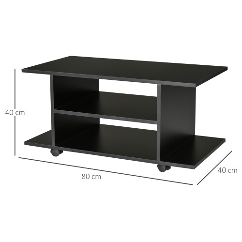 Homcom Mesa para TV Negro 80 x 40 x 40 cm 2