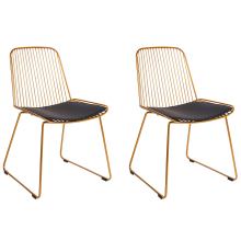 Set of 2 Dining Chairs PENSACOLA Metal Gold