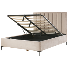 Ottoman Bed SEZANNE Velvet Taupe 160 x 200 cm (EU King Size)