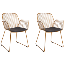 Set of 2 Dining Chairs APPLETON Metal Gold