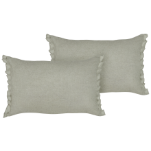 Set of 2 Decorative Cushions SASSAFRAS 30 x 45 cm Linen Light Grey Solid