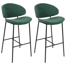 Set of 2 Bar Chairs KIANA Dark Green