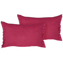 Set of 2 Decorative Cushions SASSAFRAS 30 x 45 cm Linen Burgundy Solid