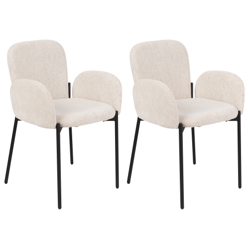 Beliani Set of 2 Dining Chairs ALBEE Fabric Beige