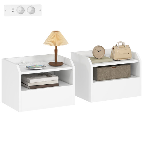 Homcom Mesitas de Noche Blanco 40 x 29 x 29 cm