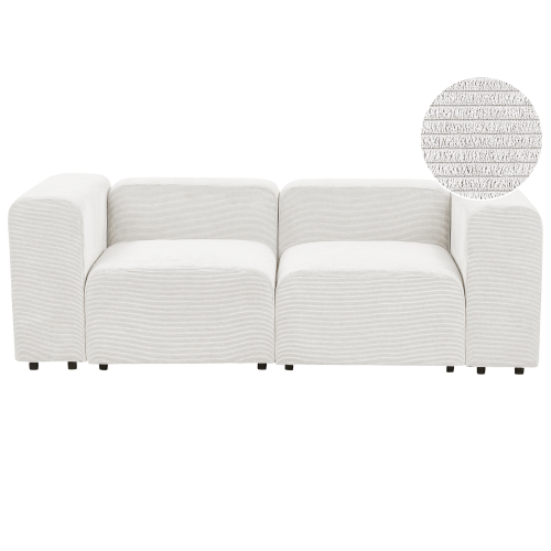 Beliani Modular Sofa 2 Seater FALSTERBO Corduroy Off-White