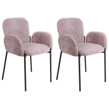 Set of 2 Dining Chairs ALBEE Fabric Pink