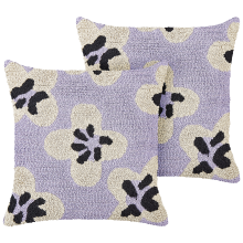 Set of 2 Decorative Cushions SOAPWORT 45 x 45 cm Cotton Purple