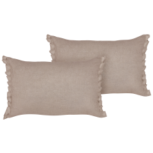 Set of 2 Decorative Cushions SASSAFRAS 30 x 45 cm Linen Light Brown Solid