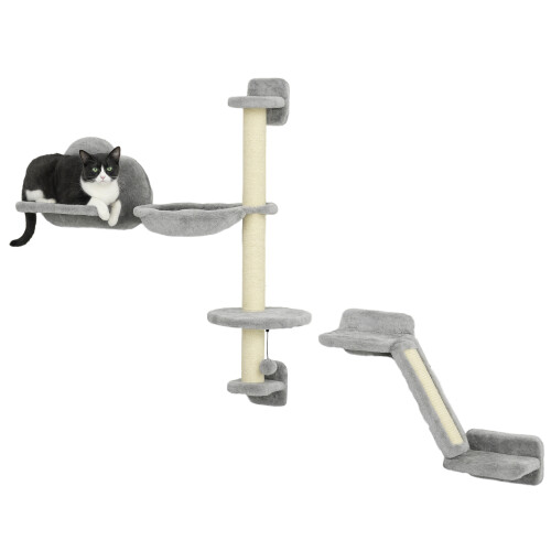 PawHut Estantes para Gato Gris 30 x 30 x 96 cm