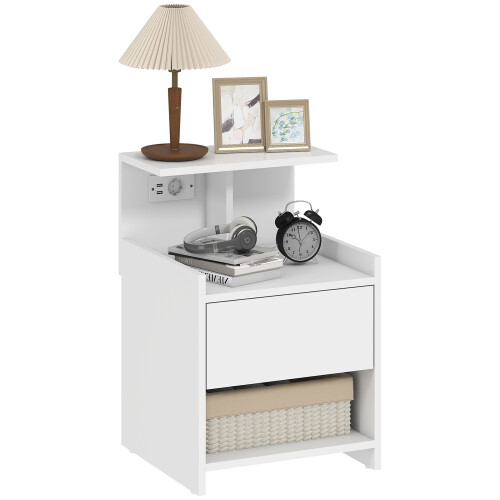 Homcom Mesita de Noche Blanco 40 x 40 x 60 cm