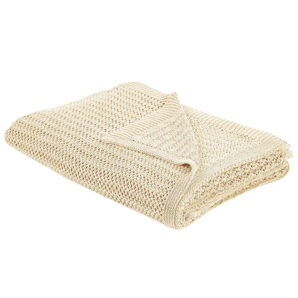 Photos - Duvet Beliani Bedspread ILEN Cotton 150 x 200 cm Beige Cream 
