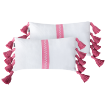 Set of 2 Decorative Cushions LOVELY 30 x 50 cm Cotton White Pink