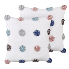 Set of 2 Decorative Cushions BRACKEN 45 x 45 cm Cotton White