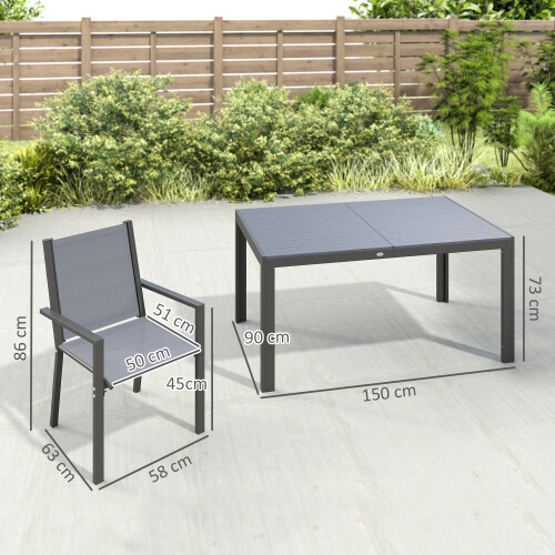 Outsunny Conjunto de Jardín Gris 150 x 90 x 73 cm 2