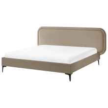 Bed Velvet SUZETTE 160 x 200 cm (EU King Size) Beige