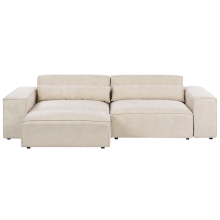 Modular Sofa 2 Seater HELLNAR with Ottoman Velvet Light Beige