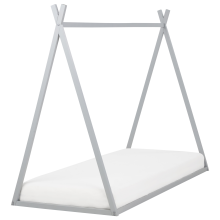 Kids Bed Teepee Pine Wood SAURAT 90 x 200 cm (EU Single) Grey
