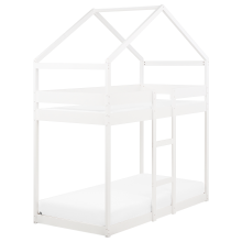 Bunk Bed House Pine Wood LABATUT 90 x 200 cm (EU Single) White