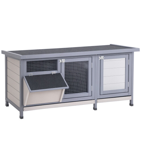 PawHut Conejera de Exterior Gris 112 x 50 x 54 cm